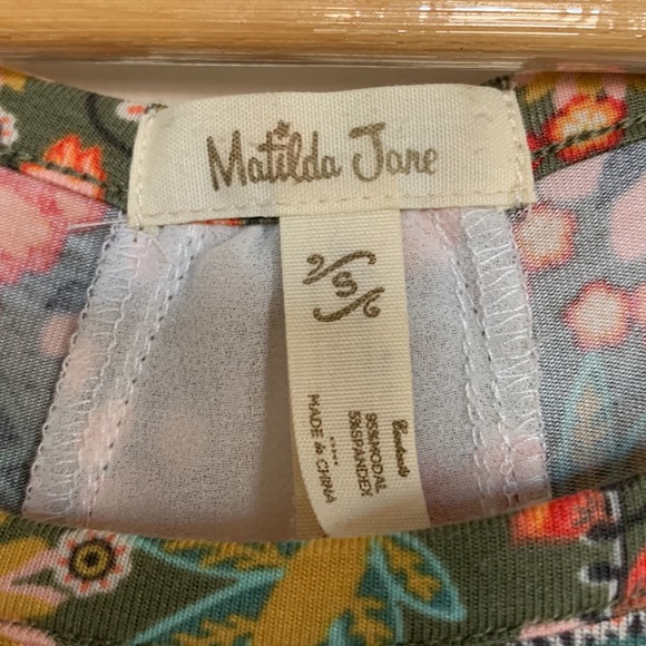 Matilda Jane Sleeves Top Floral Cotton Sheer Ruffle Back Size Small Like New - Picture 5 of 5